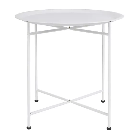 Eminza Table D'appoint Tripode Ronde En Métal (H50 Cm) Blanche