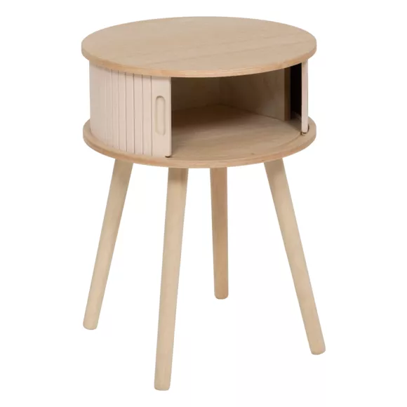 Eminza Table De Chevet Ronde En Bois (H54 Cm) Nysos Crème