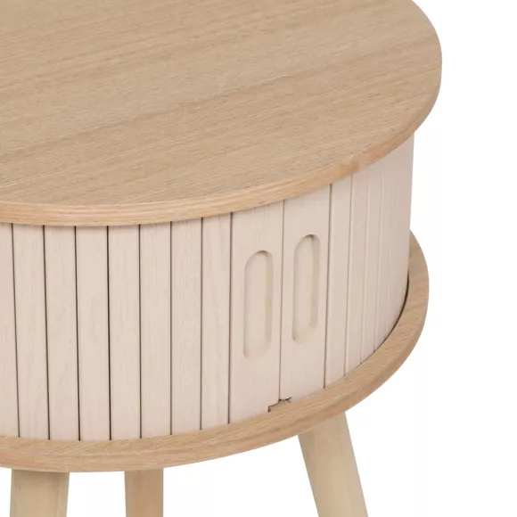 Eminza Table De Chevet Ronde En Bois (H54 Cm) Nysos Crème