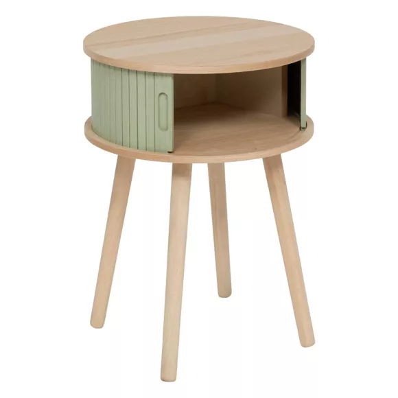 Eminza Table De Chevet Ronde En Bois (H54 Cm) Nysos Vert D'eau