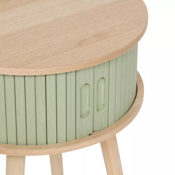 Eminza Table De Chevet Ronde En Bois (H54 Cm) Nysos Vert D'eau