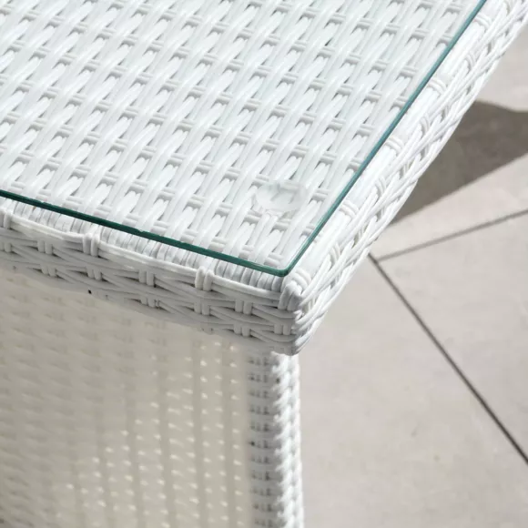 Eminza Table De Jardin Aluminium Et Résine Tressée 6 Places (145 X 85 Cm) Tivoli Blanc