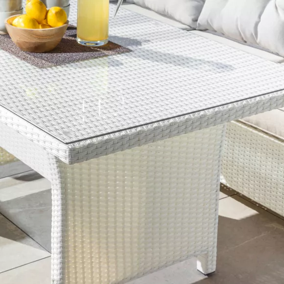 Eminza Table De Jardin Aluminium Et Résine Tressée 6 Places (145 X 85 Cm) Tivoli Blanc