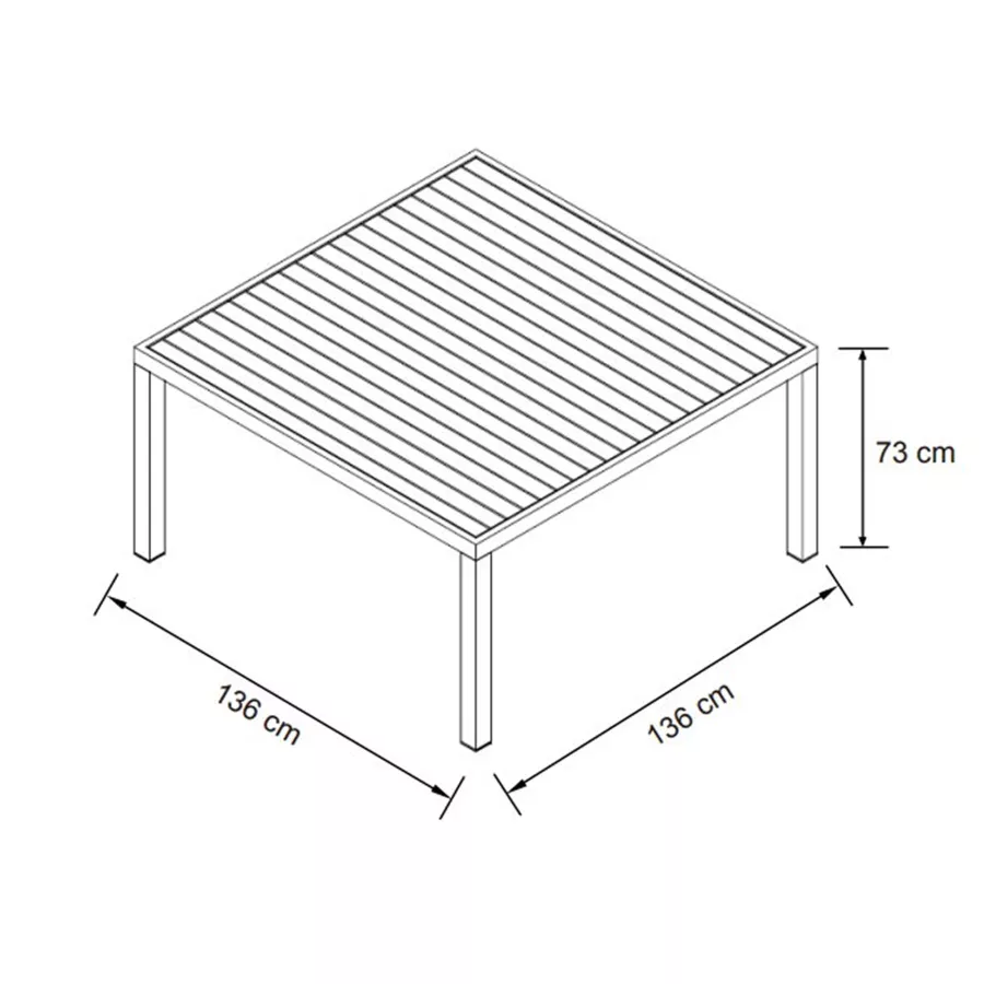 Eminza Table De Jardin Carrée Aluminium 8 Places (136 X 136 Cm) Murano Vert Olive