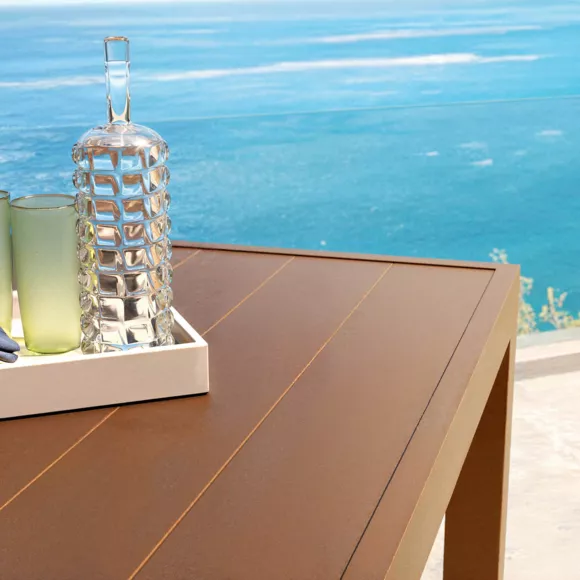 Eminza Table De Jardin Carrée Aluminium 8 Places (136 X 136 Cm) Murano Bronze