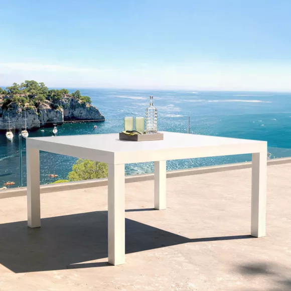 Eminza Table De Jardin Carrée Aluminium 8 Places (136 X 136 Cm) Murano Blanc