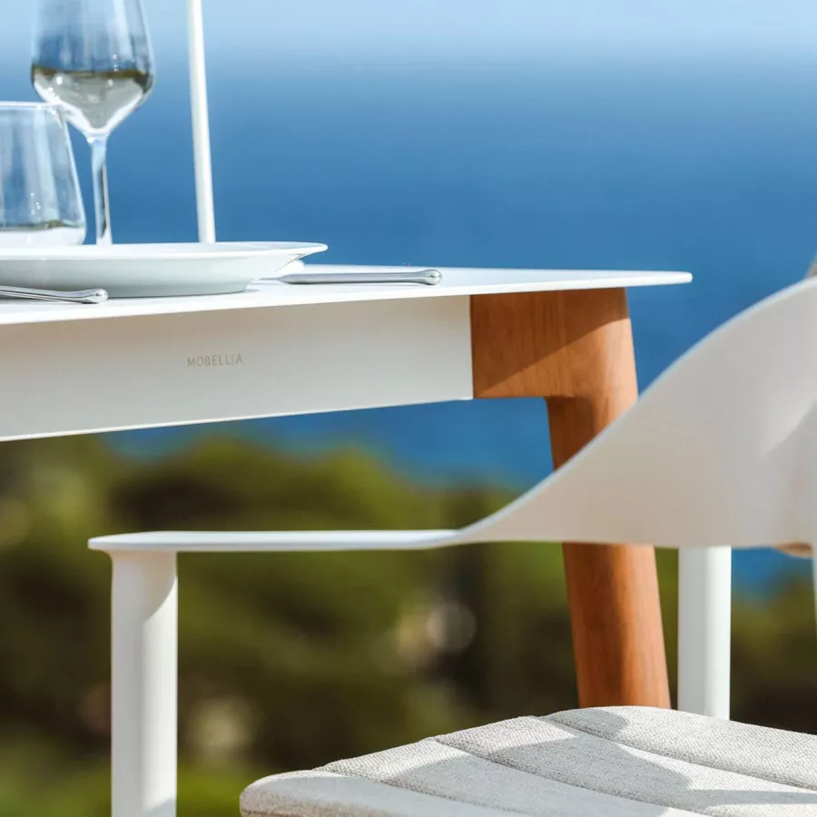 Eminza Table De Jardin Carrée En Aluminium 2 Places (76 X 76 Cm) Monte Carlo Blanc