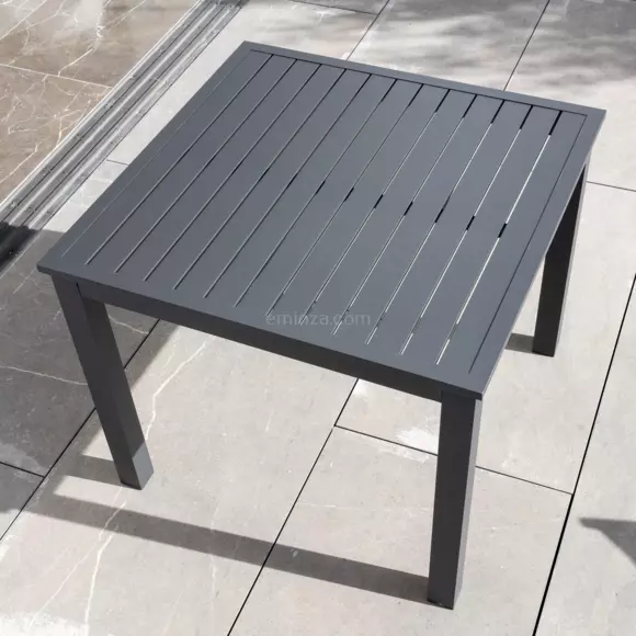 Eminza Table De Jardin Carrée En Aluminium 4 Places (89 X 89 Cm) Murano Gris Anthracite