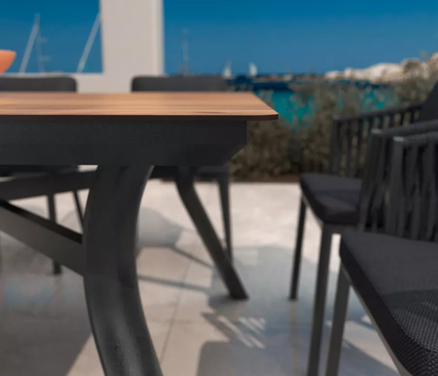 Eminza Table De Jardin En Aluminium 8 Places (200 X 90 Cm) Amalfi Gris Anthracite