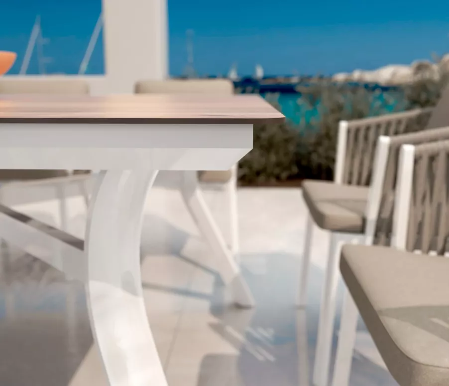 Eminza Table De Jardin En Aluminium 8 Places (200 X 90 Cm) Amalfi Blanc