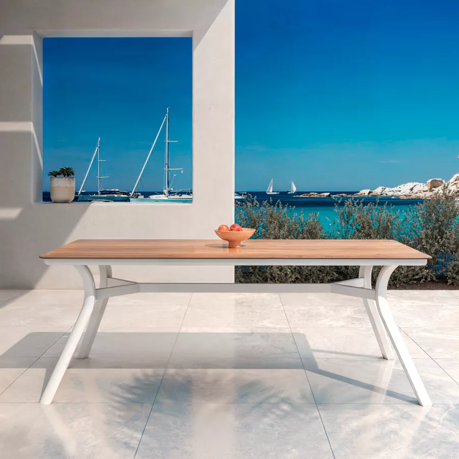 Eminza Table De Jardin En Aluminium 8 Places (200 X 90 Cm) Amalfi Blanc