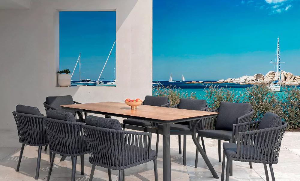 eminza Table de jardin en aluminium 8 places (200 x 90 cm) Amalfi Gris anthracite