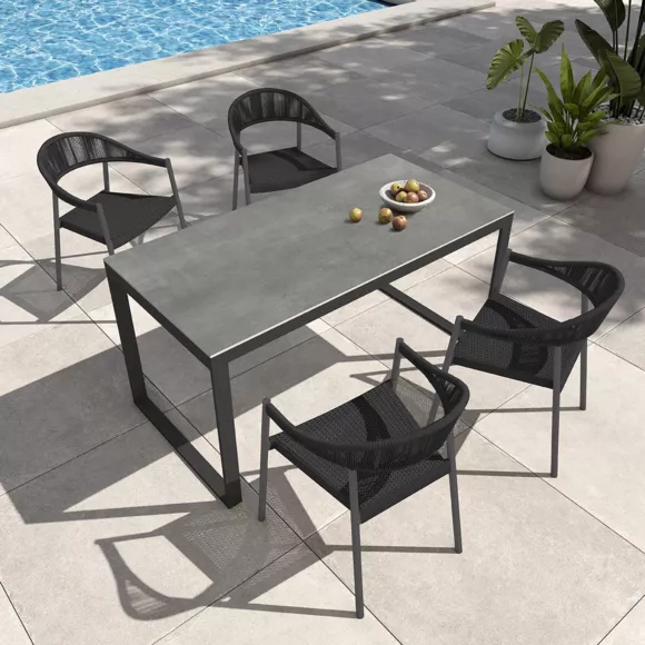 Eminza Table De Jardin En Aluminium Et Céramique 8 Places (180 X 90 Cm) Kore Gris Anthracite