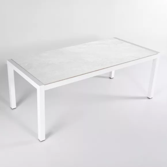 Eminza Table De Jardin En Aluminium Et Céramique 8 Places (180 X 90 Cm) Modena Blanc