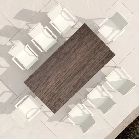 Eminza Table De Jardin En Aluminium Et HPL 10 Places (220 X 115 Cm) Biarritz Effet Bois Blanc