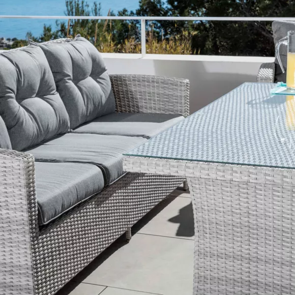 Eminza Table De Jardin En Aluminium Et Résine Tressée 6 Places (145 X 85 Cm) Tivoli Gris