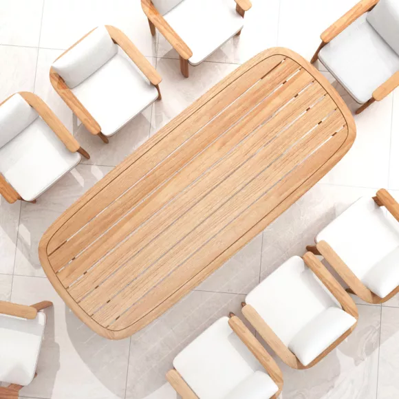 Eminza Table De Jardin En Bois Teck 8 Places (260 X 100 Cm) Java Naturel
