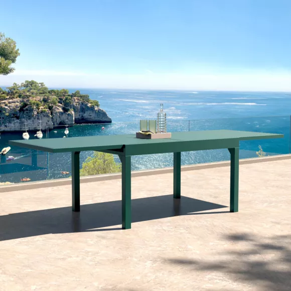 Eminza Table De Jardin Extensible Aluminium 10 Places (135/270 X 90 Cm) Murano Bleu Pétrole