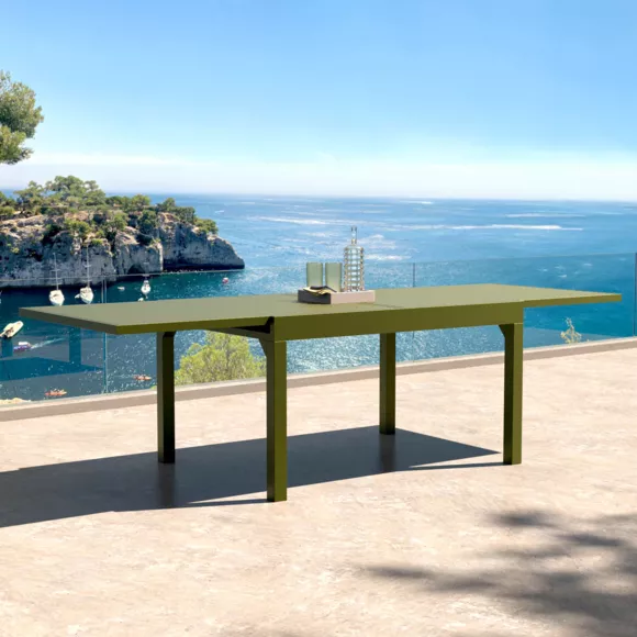 Eminza Table De Jardin Extensible Aluminium 10 Places (135/270 X 90 Cm) Murano Vert Olive