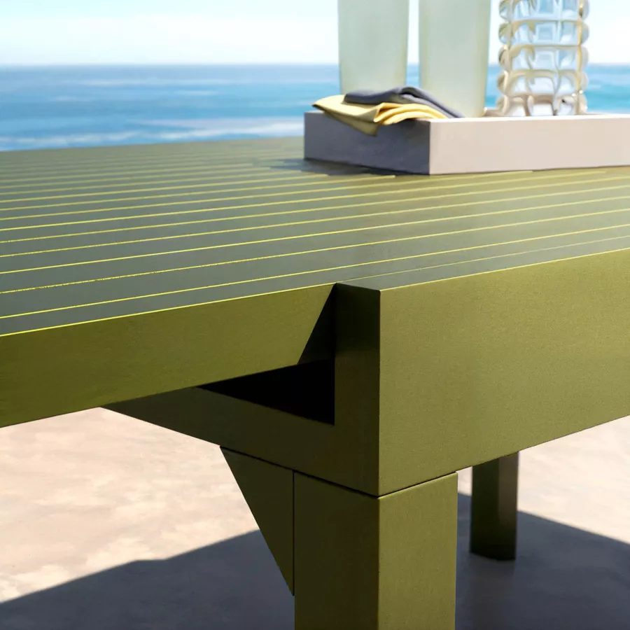 Eminza Table De Jardin Extensible Aluminium 10 Places (135/270 X 90 Cm) Murano Vert Olive