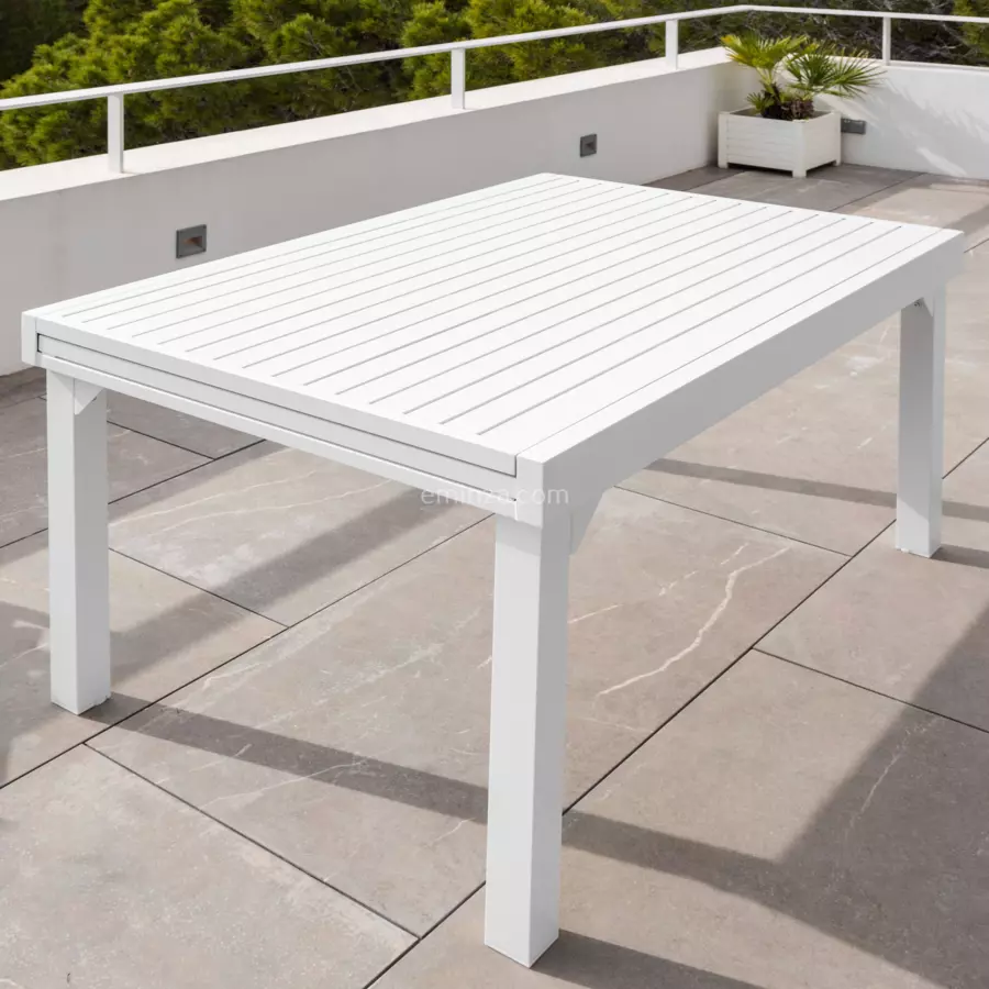 Eminza Table De Jardin Extensible Aluminium 10 Places (135/270 X 90 Cm) Murano Blanc