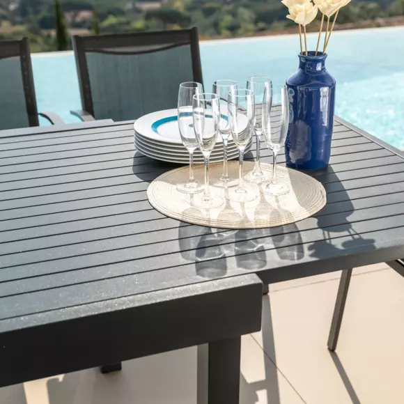 Eminza Table De Jardin Extensible Aluminium 12 Places (200/320 X 100 Cm) Murano Gris Anthracite