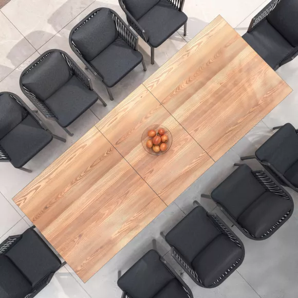 Eminza Table De Jardin Extensible En Aluminium 10 Places (260 X 96 Cm) Amalfi Gris Anthracite