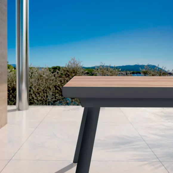Eminza Table De Jardin Extensible En Aluminium 10 Places (260 X 96 Cm) Amalfi Gris Anthracite