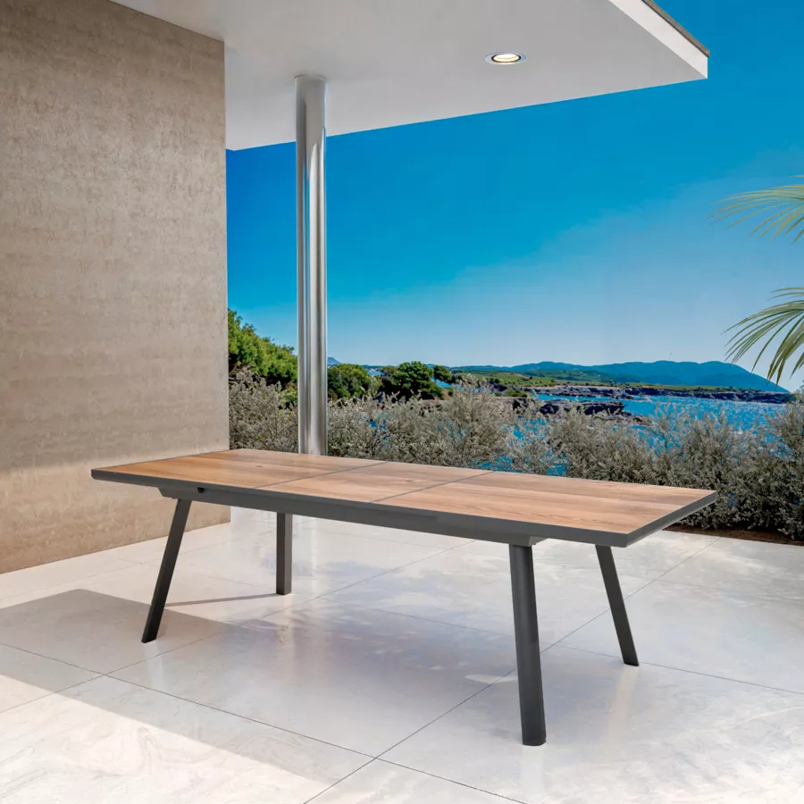 Eminza Table De Jardin Extensible En Aluminium 10 Places (260 X 96 Cm) Amalfi Gris Anthracite