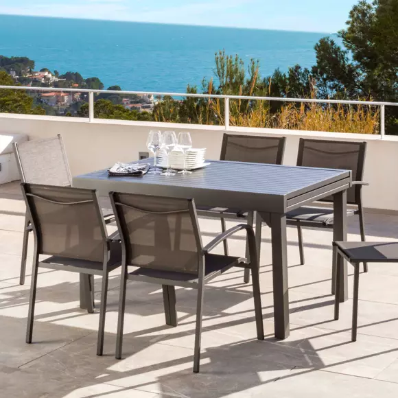Eminza Table De Jardin Extensible En Aluminium 10 Places (135/270 X 90 Cm) Murano Gris Anthracite