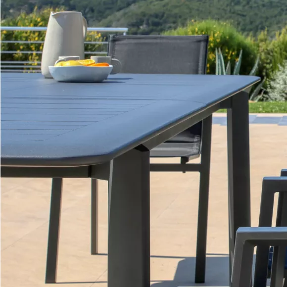 Eminza Table De Jardin Extensible En Aluminium 10 Places (286 X 100 Cm) Portofino Gris Anthracite