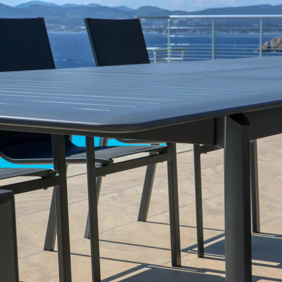 Eminza Table De Jardin Extensible En Aluminium 10 Places (286 X 100 Cm) Portofino Gris Anthracite