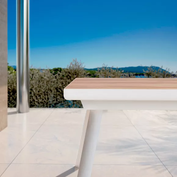 Eminza Table De Jardin Extensible En Aluminium 10 Places (260 X 96 Cm) Amalfi Blanc