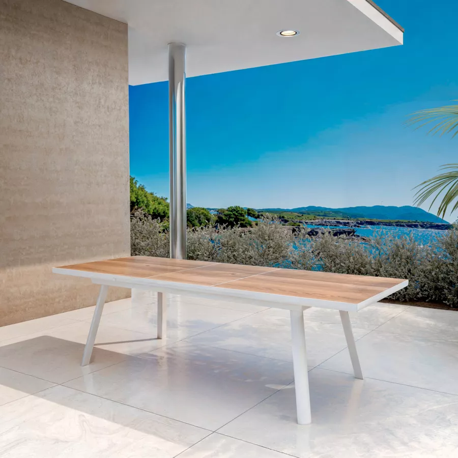 Eminza Table De Jardin Extensible En Aluminium 10 Places (260 X 96 Cm) Amalfi Blanc