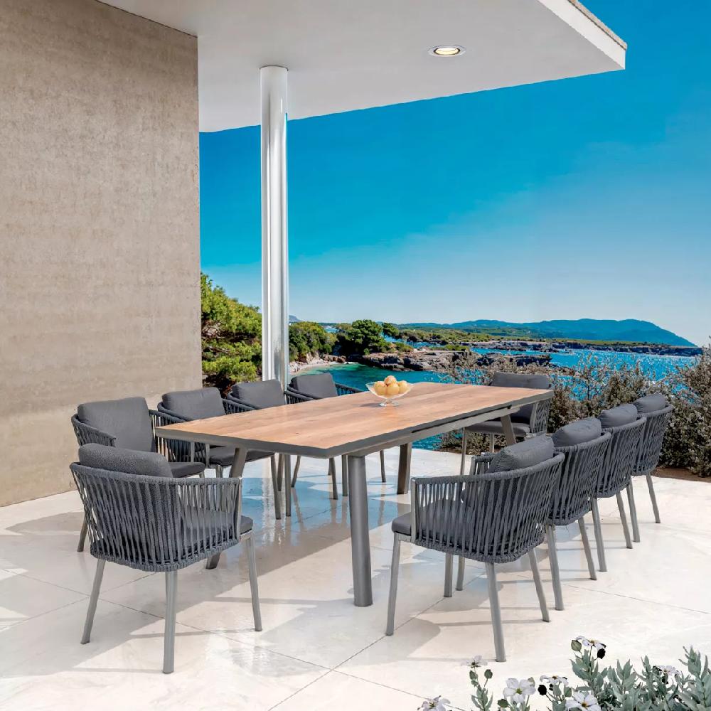 eminza Table de jardin extensible en aluminium 10 places (260 x 96 cm) Amalfi Gris anthracite
