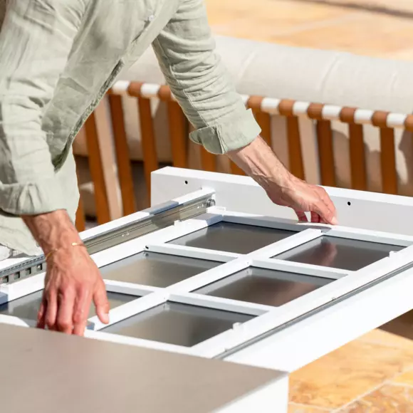 Eminza Table De Jardin Extensible En Aluminium 12 Places (195/300 X 96 Cm) Amalfi Blanc