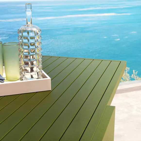 Eminza Table De Jardin Extensible En Aluminium 8 Places (90/180 X 90 Cm) Murano Vert Olive