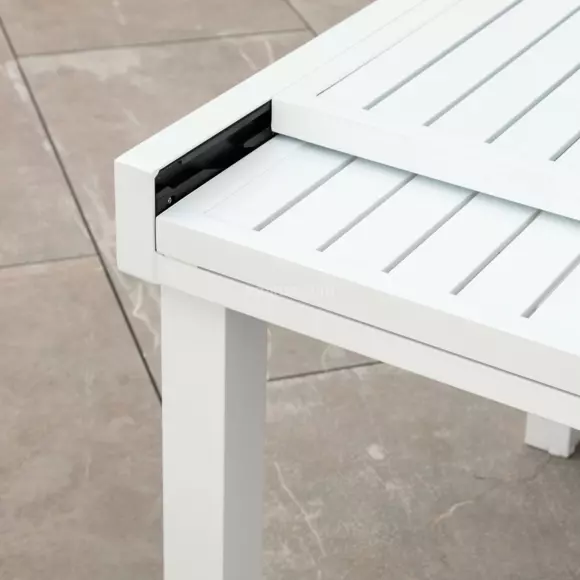 Eminza Table De Jardin Extensible En Aluminium 8 Places (90/180 X 90 Cm) Murano Blanc