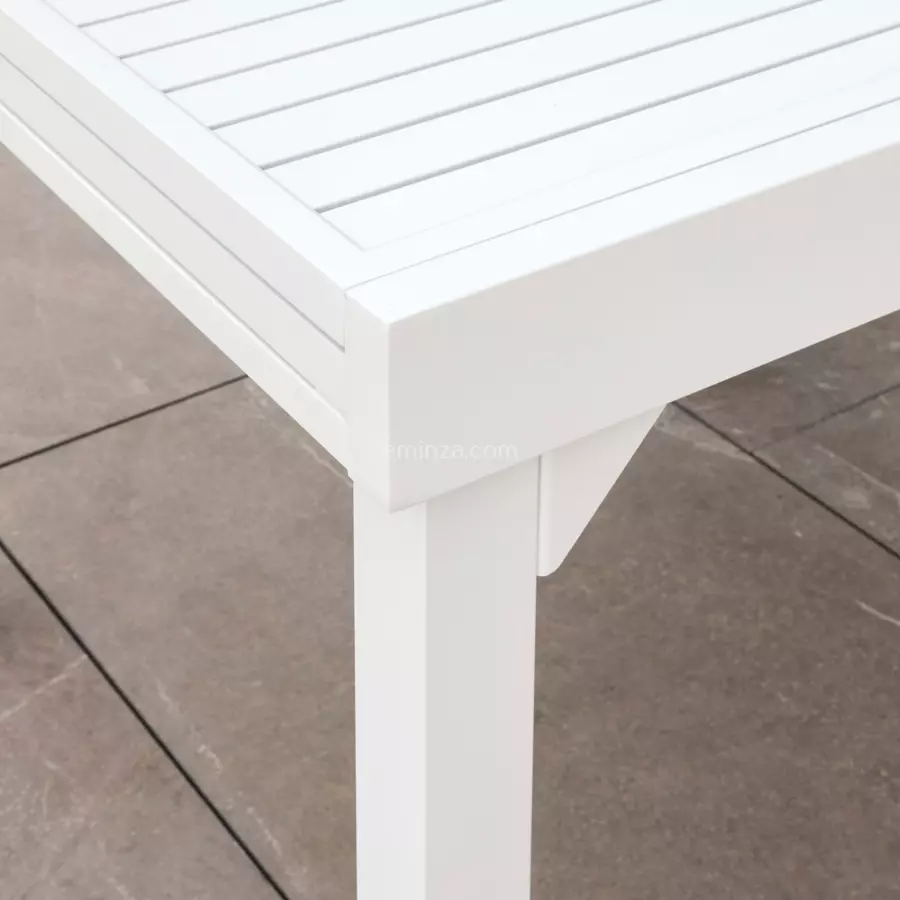 Eminza Table De Jardin Extensible En Aluminium 8 Places (90/180 X 90 Cm) Murano Blanc