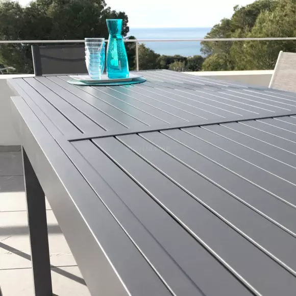 Eminza Table De Jardin Extensible En Aluminium 8 Places (90/180 X 90 Cm) Murano Gris Ardoise