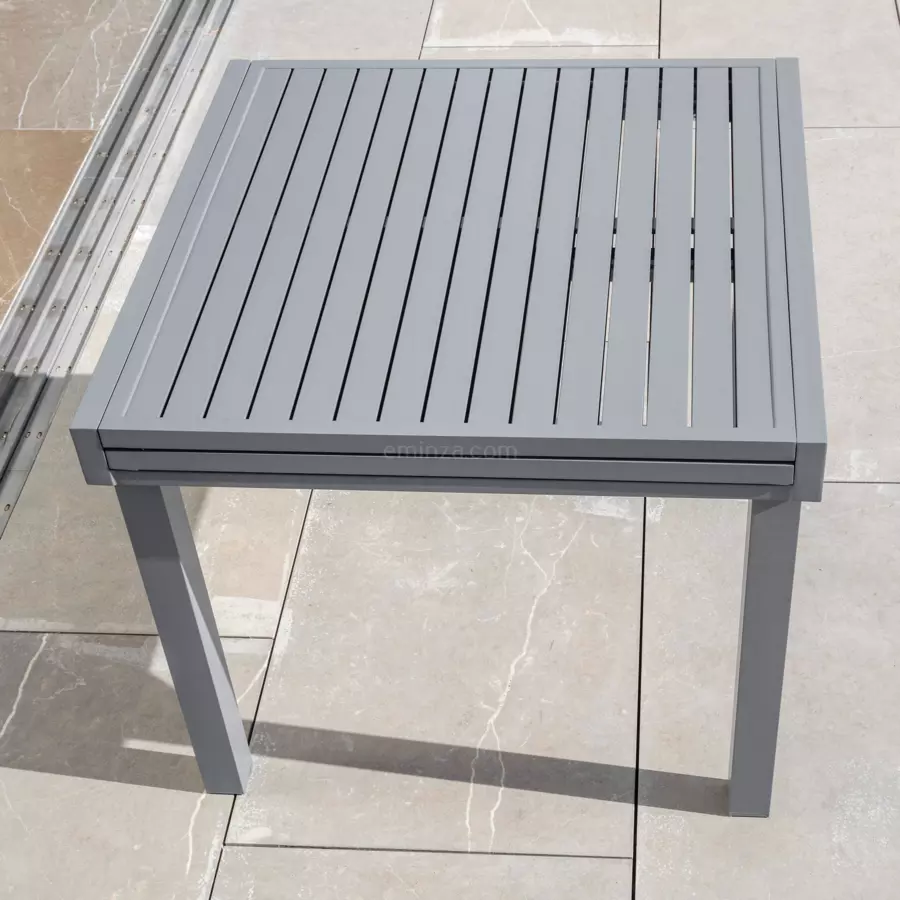 Eminza Table De Jardin Extensible En Aluminium 8 Places (90/180 X 90 Cm) Murano Gris Ardoise
