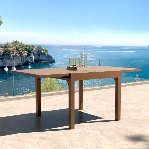 Eminza Table De Jardin Extensible En Aluminium 8 Places (90/180 X 90 Cm) Murano Bronze