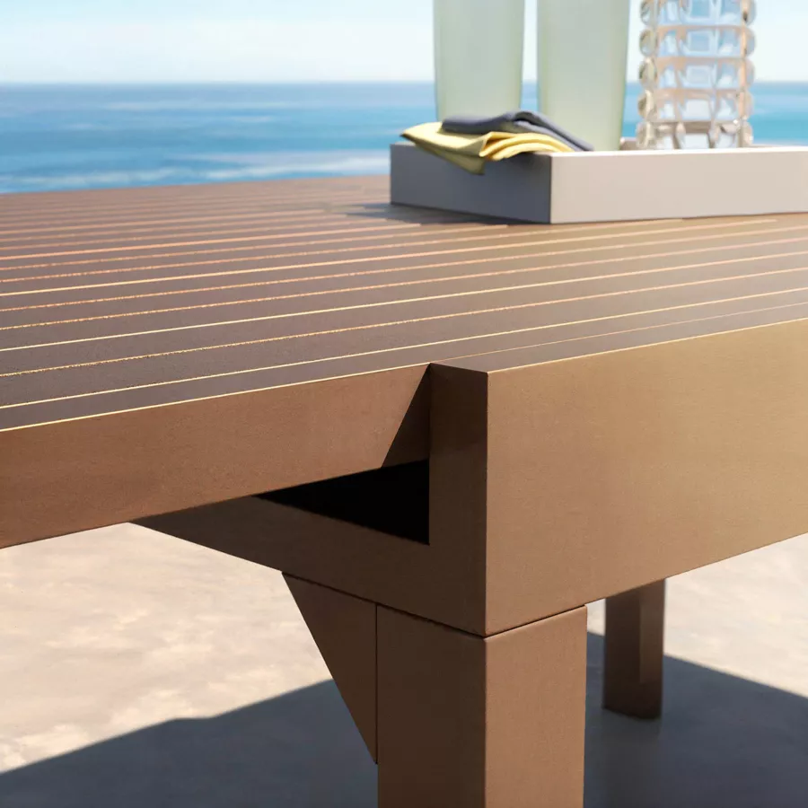 Eminza Table De Jardin Extensible En Aluminium 8 Places (90/180 X 90 Cm) Murano Bronze