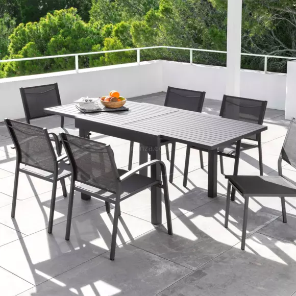 Eminza Table De Jardin Extensible En Aluminium 8 Places (90/180 X 90 Cm) Murano Gris Anthracite