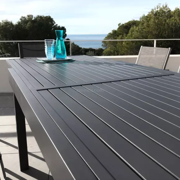 Eminza Table De Jardin Extensible En Aluminium 8 Places (90/180 X 90 Cm) Murano Gris Anthracite