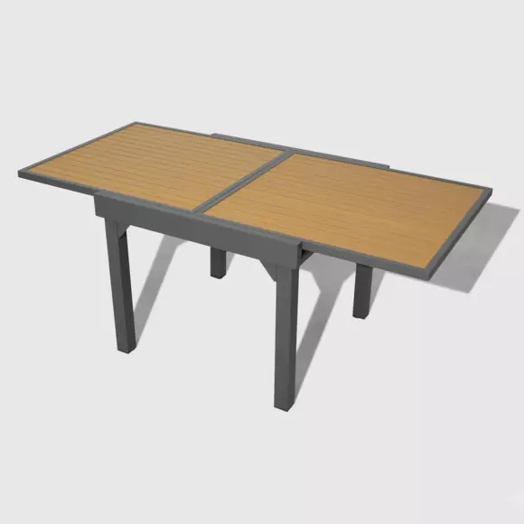 Eminza Table De Jardin Extensible En Aluminium 8 Places Effet Bois (90/180 X 90 Cm) Murano Gris Anthracite