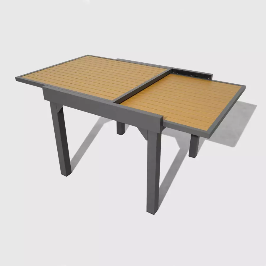 Eminza Table De Jardin Extensible En Aluminium 8 Places Effet Bois (90/180 X 90 Cm) Murano Gris Anthracite
