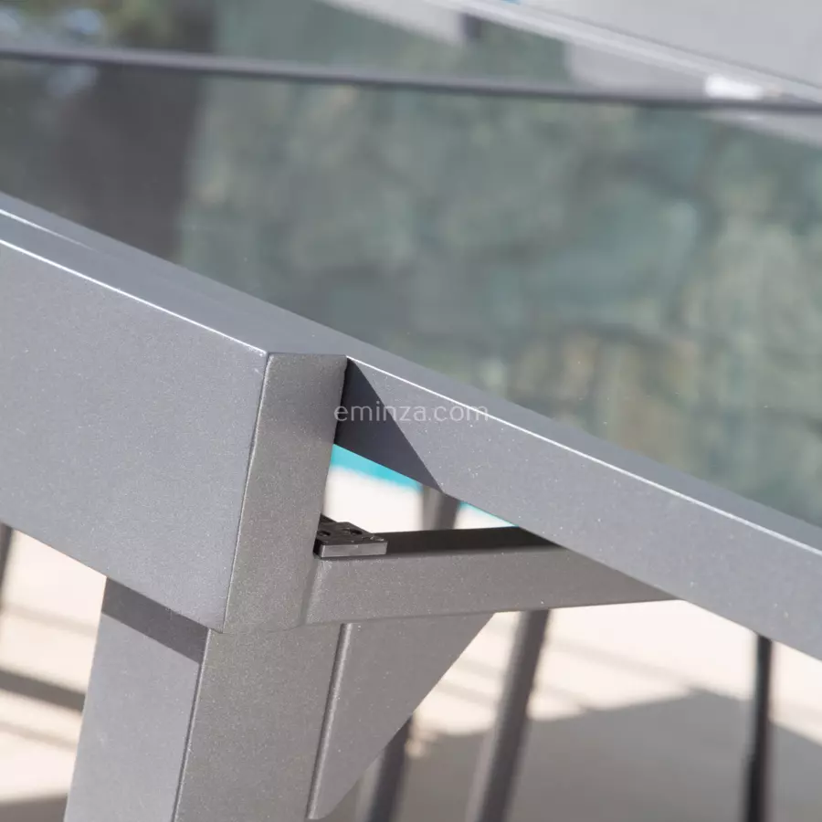 Eminza Table De Jardin Extensible En Verre 10 Places (135/270 X 90 Cm) Murano Gris Anthracite