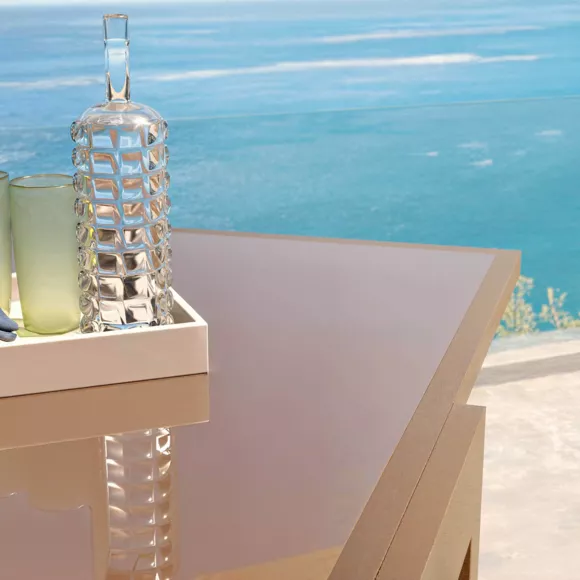 Eminza Table De Jardin Extensible En Verre 12 Places (200/320 X 100 Cm) Murano Bronze