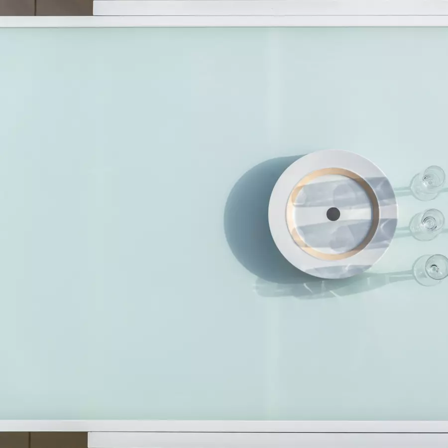 Eminza Table De Jardin Extensible En Verre 12 Places (200/320 X 100 Cm) Murano Blanc